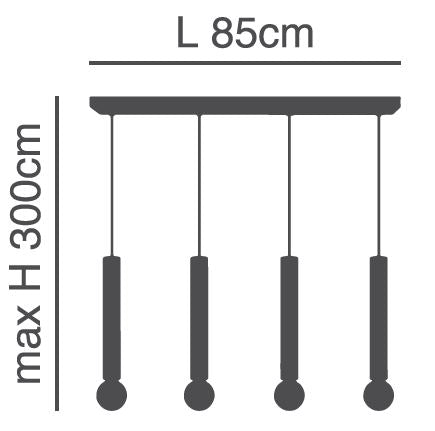 SE21-BL-5-4BL ADEPT TUBE BLACK Black Pendant+