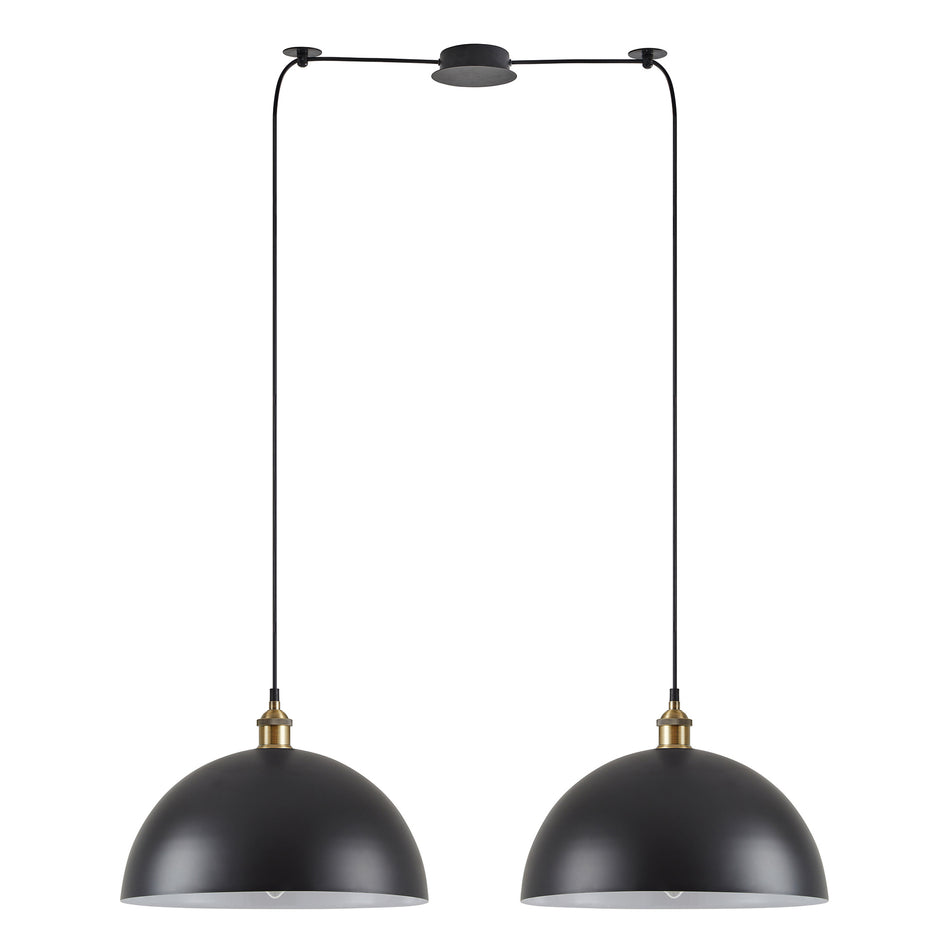 SE21-BR-10-BL2-MS40 MAGNUM Bronze Metal Pendant Black Shade with Black Fabric Cable+