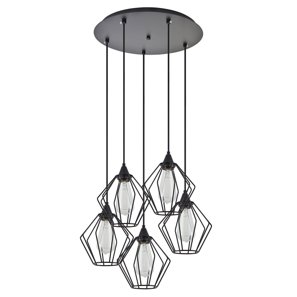 SE21-BL-B10-5BL-GR1 ADEPT PENDANT Black Metal Grid Pendant+