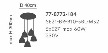 SE21-BR-10-5BL-MS2 MAGNUM BRONZE Black Metal Shade Pendant+