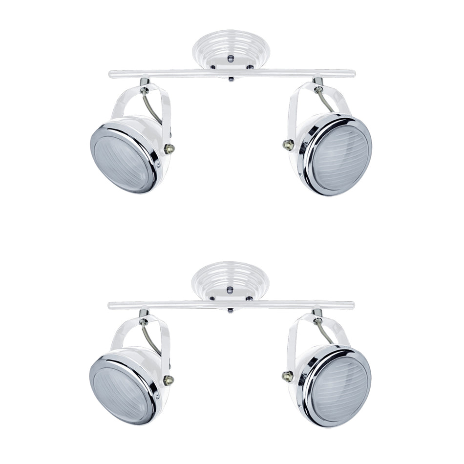 T12022A-2TU (x2) Juno Packet White adjustable spot with chrome ring and glass+