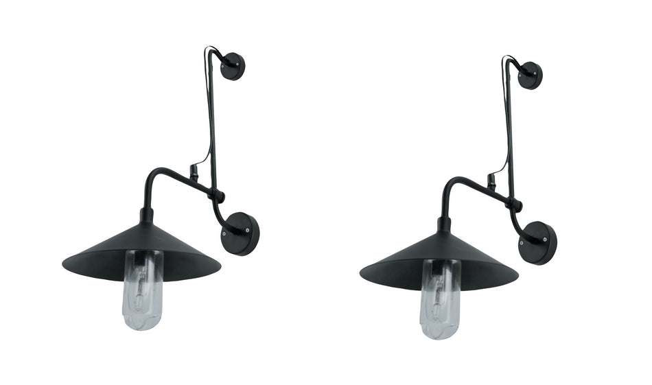 WL111064 (x2) Dim Packet Metal black adjustable wall lamp+