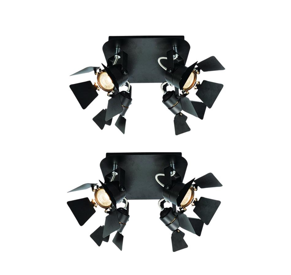 GU12015A-4R (x2) Mystik Packet Metal black ceiling lamp with rotating heads+