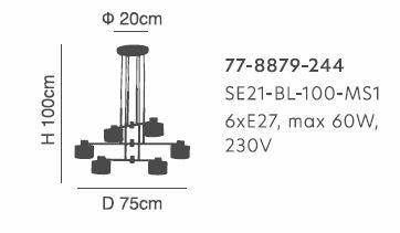 SE21-BL-100-MS1 ADEPT PENDANT Black Metal Pendant Black Metal Shade+