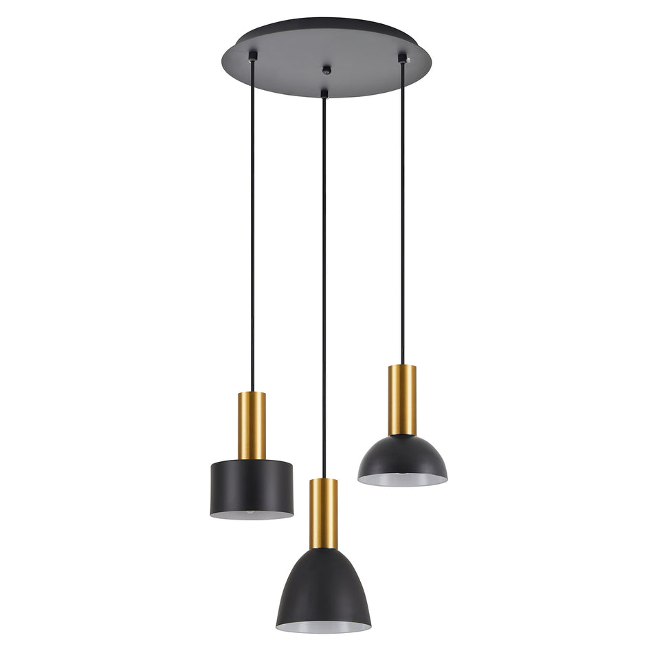 SE21-GM-4-3BL-MS123 ADEPT FLEX Gold Matt Pendant Black Metal Shade+