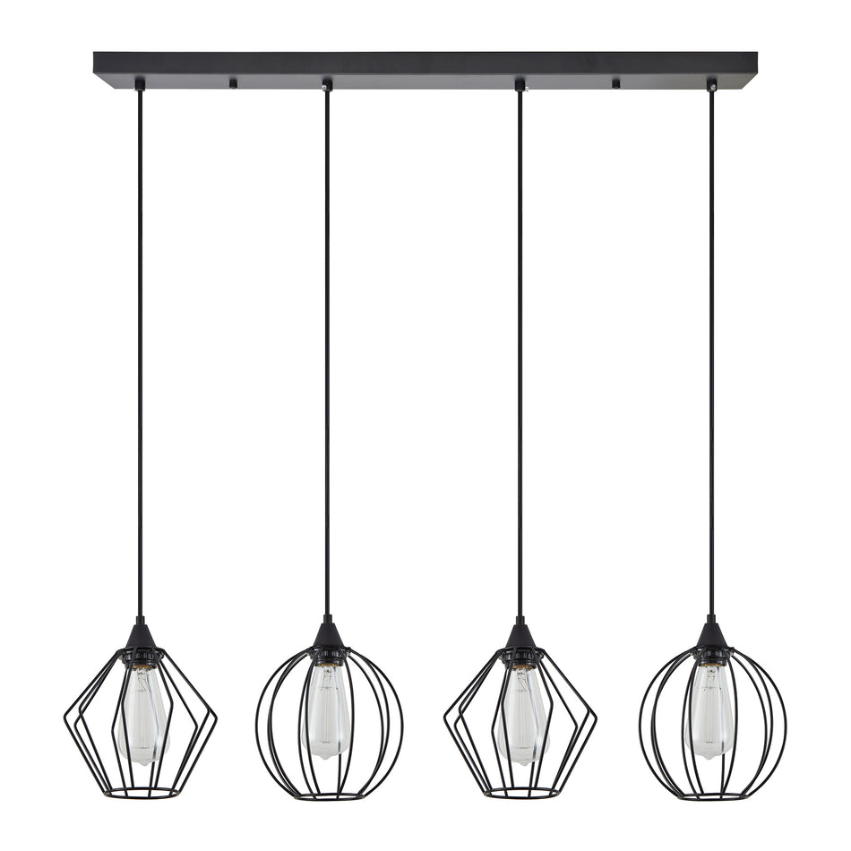 SE21-BL-B10-4BL-GR12 ADEPT FLEX Black Metal Grid Pendant+
