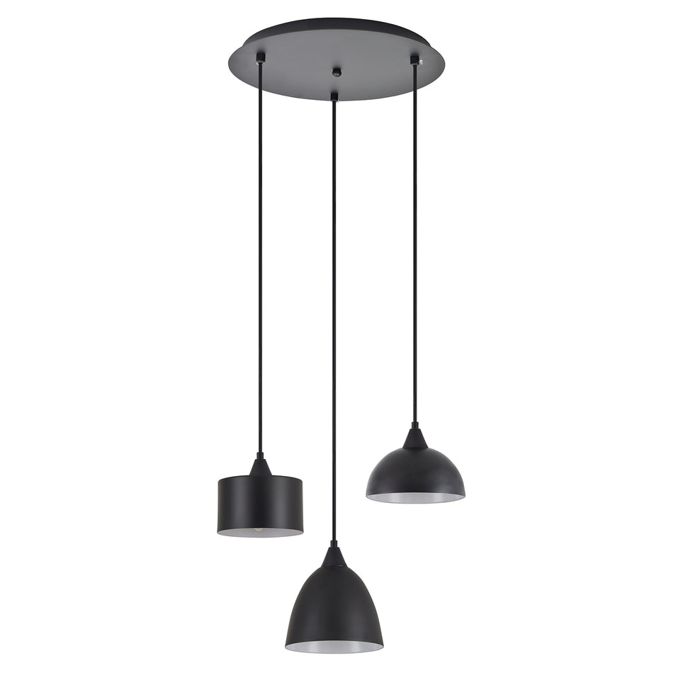 SE21-BL-B10-3BL-MS123 ADEPT FLEX Black Metal Shade Pendant+