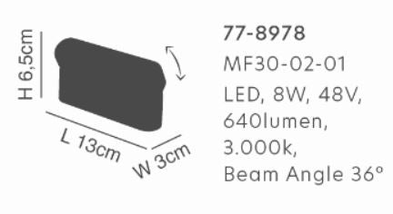 MF30-02-01 MAGNETIC FLEX 48V Grille Module 8W 640Lm 3000K with Rotating Angle 30°  Lightings Su