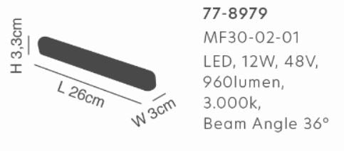 MF30-03-01 MAGNETIC FLEX 48V Grille Module 12W 960Lm 3000K Lightings Surface Mounted Black 1Γ3
