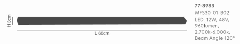 MFS30-01-B02 MAGNETIC FLEX Smart 48V Linear 60cm 12W 960Lm Dim 2700K-6000L Lightings Surface Mo