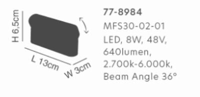 MFS30-02-01 MAGNETIC FLEX  Smart 48V  Grille Module 8W 640Lm Dim 2700K-6000K with Rotating Angl