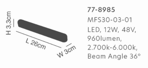 MFS30-03-01 MAGNETIC FLEX Smart 48V Grille Module 12W 960Lm Dim 2700K-6000K Lightings Surface M