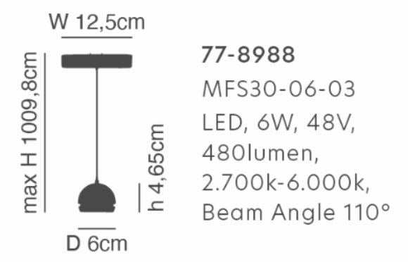 MFS30-06-03 MAGNETIC FLEX  Smart 48V Pendant Module 6W 480Lm Dim 2700K-6000K  Lightings Surface
