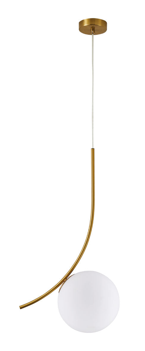 SE21-GM-35 SCEPTRE GOLD MATT PENDANT OPAL GLASS E3.