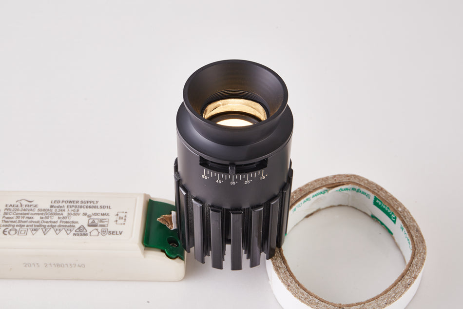 SE-SPL-Z-BL-3K GUSTO SPOT LED COB ZOMMABLE 20W BLACK 3000K FOR CIELO AND TRIXI. PAIRING WITH DE