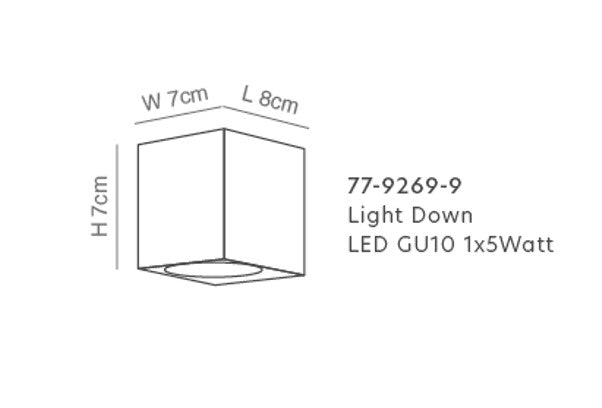 SE-WL-S1-DG CUADRO DOWN WALL LAMP GU10 DARK GREY BODY ALUMINIUM