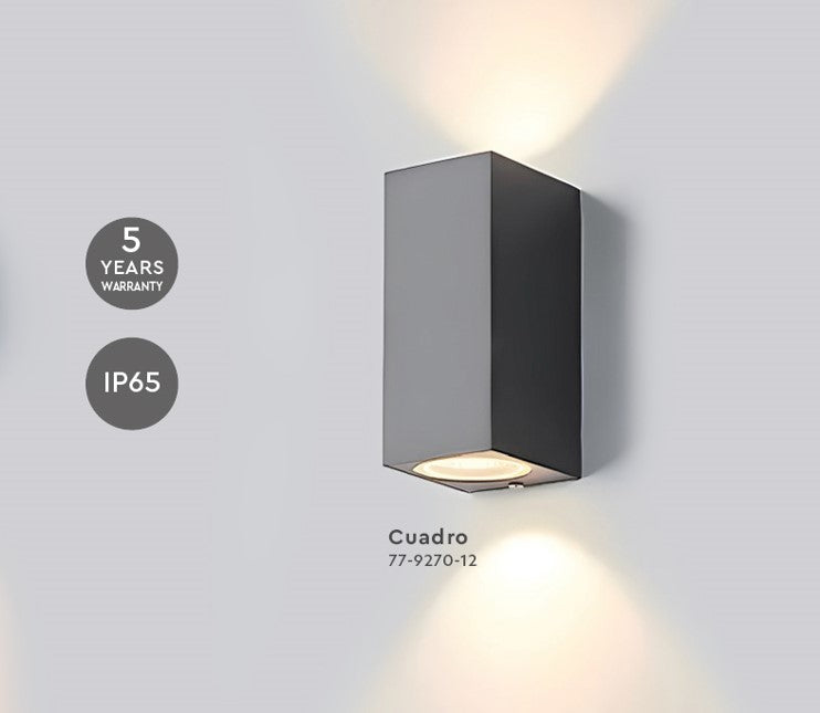 SE-WL-S2-DG CUADRO UP-DOWN WALL LAMP GU10 DARK GREY BODY ALUMINIUM