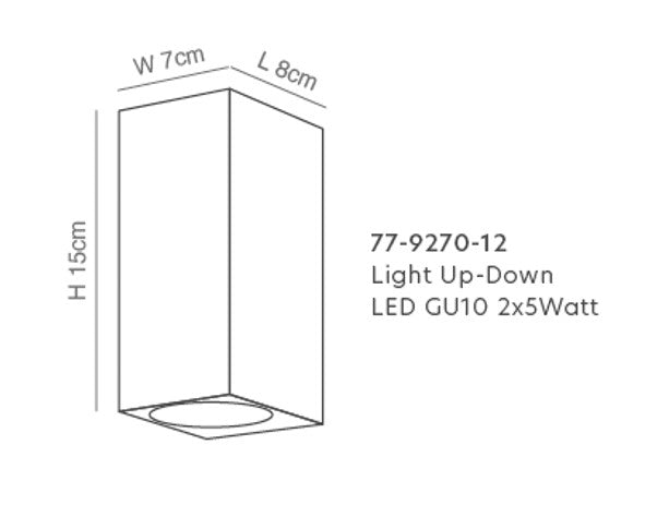 SE-WL-S2-DG CUADRO UP-DOWN WALL LAMP GU10 DARK GREY BODY ALUMINIUM