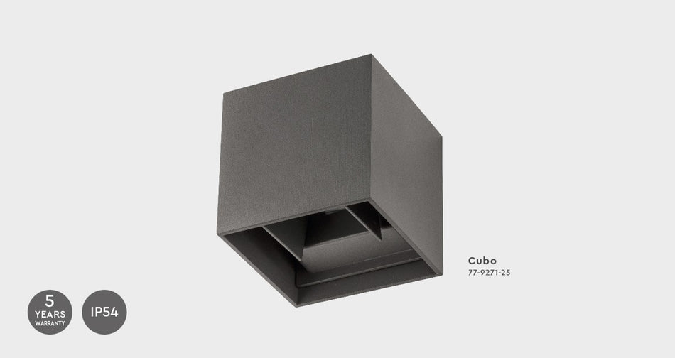 SE-WLL-3K-DG CUBO LED WALL LAMP 5W*2 3000K DARK GREY BODY ALUMINIUM