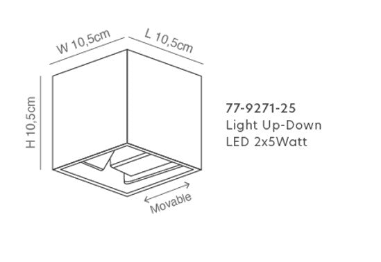 SE-WLL-3K-DG CUBO LED WALL LAMP 5W*2 3000K DARK GREY BODY ALUMINIUM