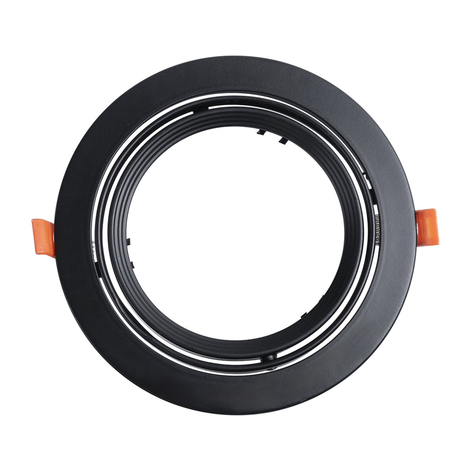 GLOBOSTAR® VITA 77851 Χωνευτή Κινούμενη Βάση για Σποτ AR111 για Ντουί GU10/GU5.3 IP20 - Μαύρο Ματ - Μ18 x Π18 x Υ4.5cm / Q16.5cm