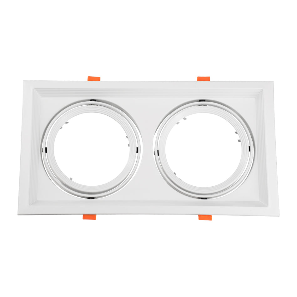 GLOBOSTAR® VITA 77854 Χωνευτή Κινούμενη Βάση για 2 x Σποτ AR111 για Ντουί GU10/GU5.3 IP20 - Λευκό - Μ33.5 x Π18 x Υ5.5cm / Q32.5 x 17cm