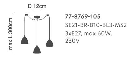 SE21-BR-10-BL3-MS2 MAGNUM BRONZE Black Metal Shade Pendant+