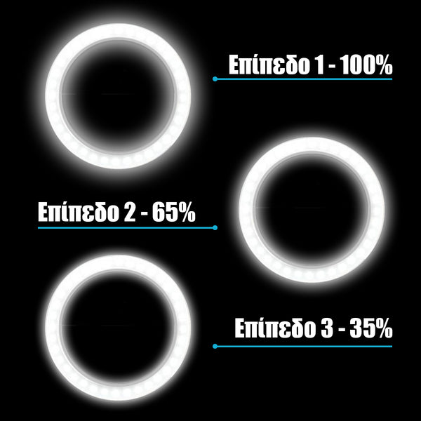 Selfie-Ringlicht, LED, SMD, 2 W, 200 lm, schwarzes Gehäuse, mit integriertem 500-mAh-Akku und Micro-USB-Ladekabel, Kaltweiß 6000 K, für Mobiltelefon und Tablet, Φ8,5 x H2,5 cm