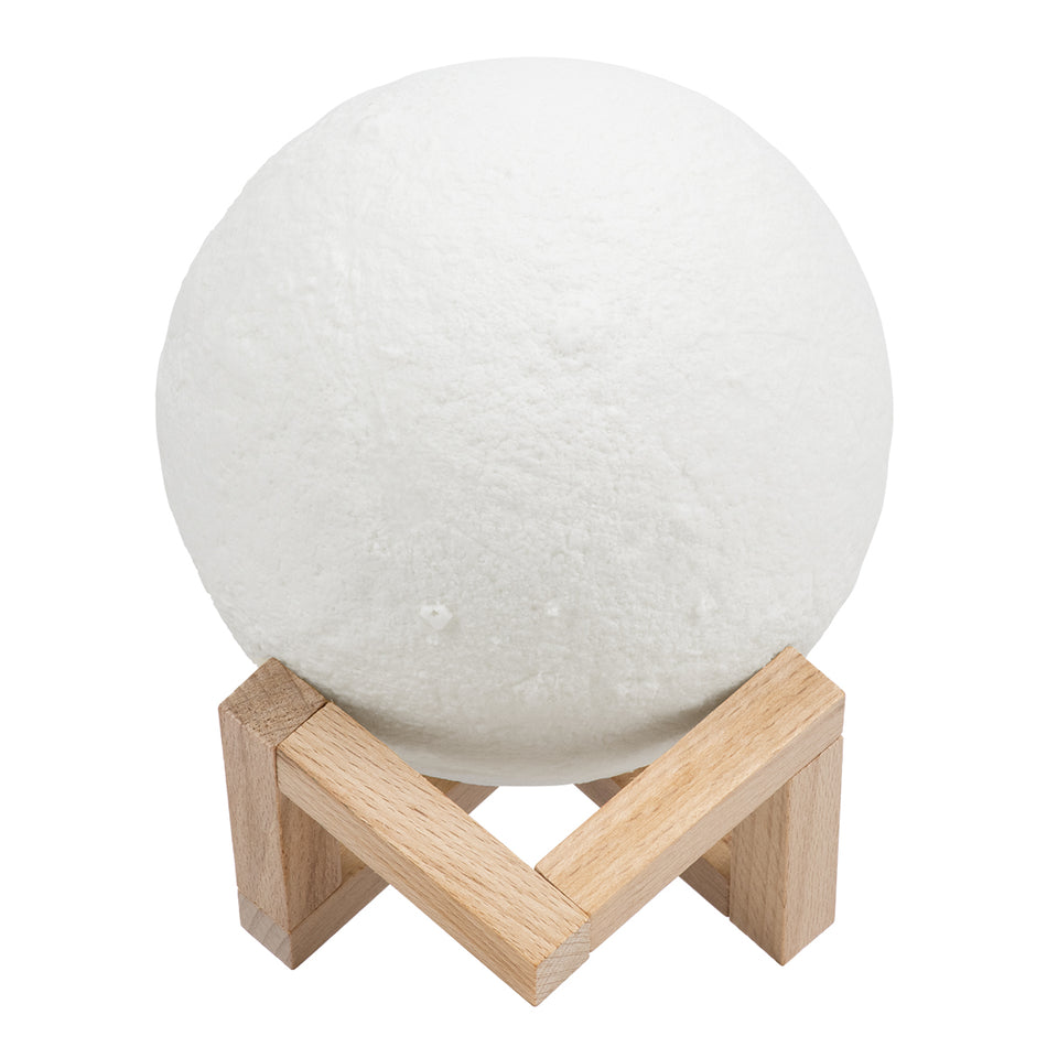 GloboStar® MOON 79605 Επιτραπέζιο Ανάγλυφο Διακοσμητικό Φωτιστικό Φ15cm 3D MOON LIGHT LED 3.7W DC 5V με Ενσωματωμένη Μπαταρία 500mAh Li-ion Επαναφορτιζόμενο - Καλώδιο Τροφοδοσίας USB και Διακόπτη Αφής CCT Θερμό Λευκό 3000K - Ψυχρό Λευκό 6000K Dimmable