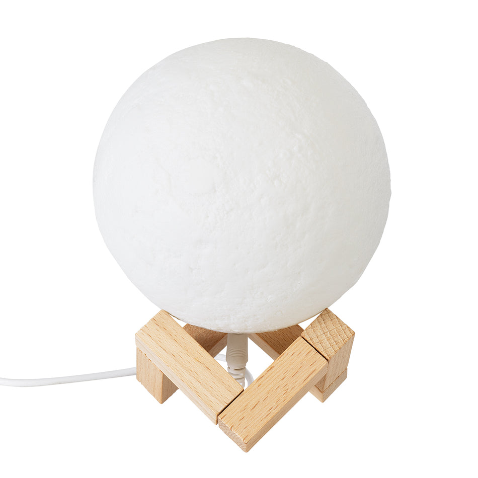 GLOBOSTAR® MOON 79606 Μοντέρνο Επιτραπέζιο Φωτιστικό Πορτατίφ LED 2W 120lm 360° Επαναφορτιζόμενο DC 5V με USB 2.0 IP20 Πολύχρωμο RGBW - Λευκό & Μπεζ - Μ12 x Π12 x Υ15cm - 2 Χρόνια Εγγύηση