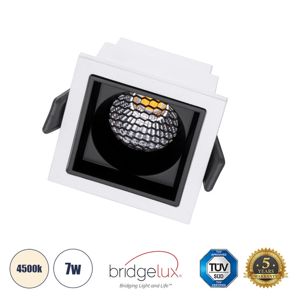 PLUTO-S 60264 Χωνευτό LED Spot Downlight TrimLess Μ6.4xΠ6.4cm 7W 910lm 38° AC 220-240V IP20 Anti-Glare HoneyComb - Φυσικό Λευκό 4500K - Bridgelux COB - 5 Years Warranty