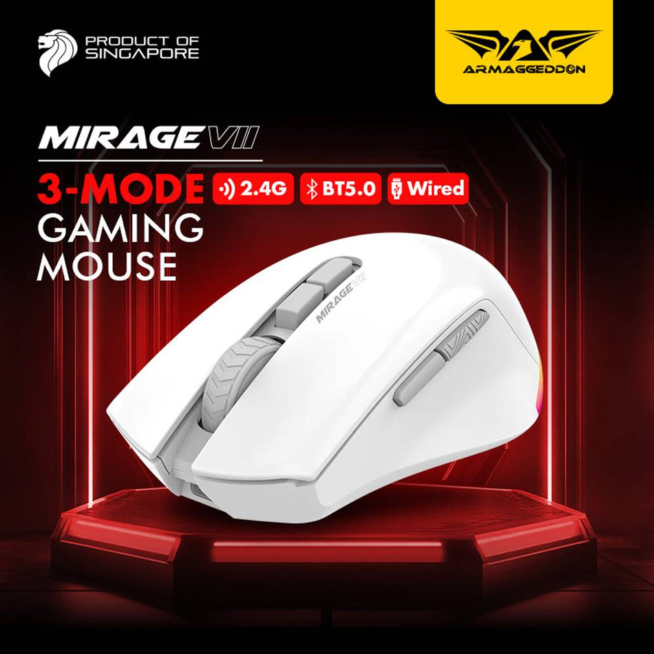 Armaggeddon Tri Mode Gaming Mouse 10000 Cpi Mirage Vii White