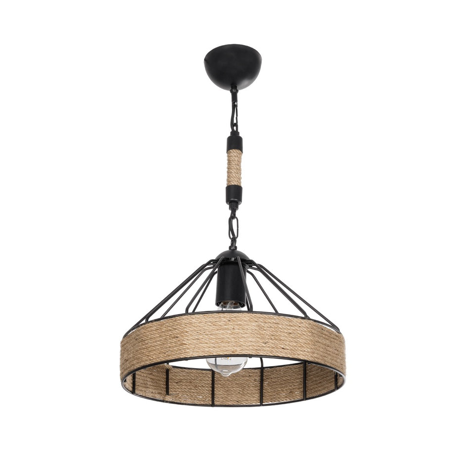 GLOBOSTAR® ZION 203-0003 Vintage Κρεμαστό Φωτιστικό Οροφής με Ντουί 1 x E27 AC 220-240V IP20 - Μαύρο & Μπεζ - Μ33 x Π33 x Υ29cm