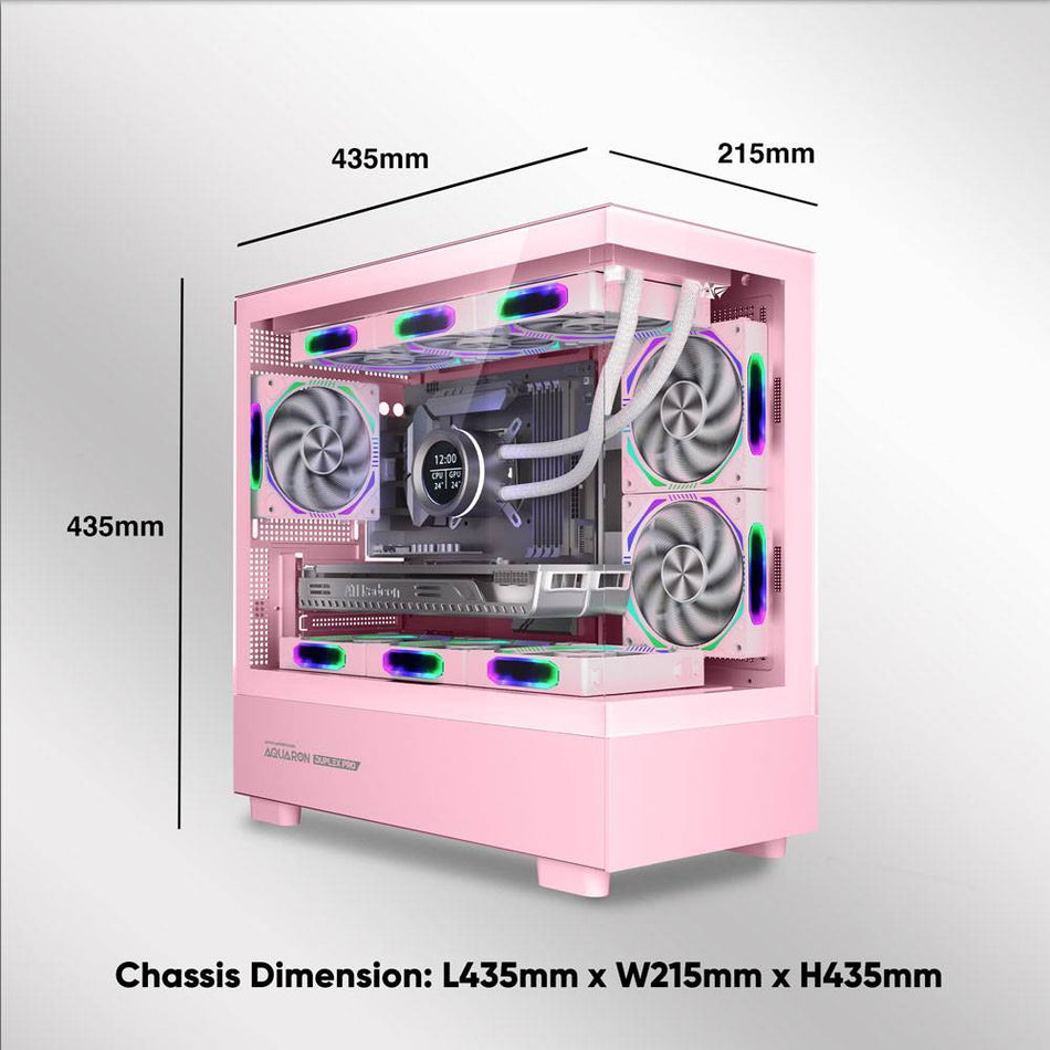 ARMAGGEDDON RGB M-ATX DUAL CHAMBER GAMING CASE AQUARON DUPLEX PRO PINK