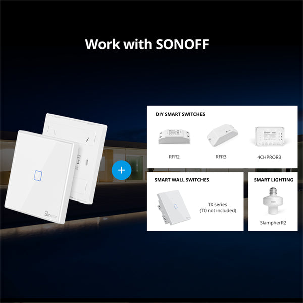 80067 SONOFF T2EU3C-RF - 433MHz Wireless Smart Wall Touch Button Switch 3 Way - RF Series