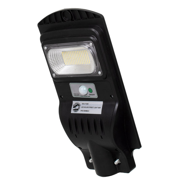 71550 Autonome Solar-Straßenlaterne, Straßenlaterne, LED, SMD, 50 W, 4000 lm, mit integriertem 4500 mAh Li-Ionen-Akku – Tag-Nacht-Sensor, PIR-Bewegungssensor, wasserdicht IP65