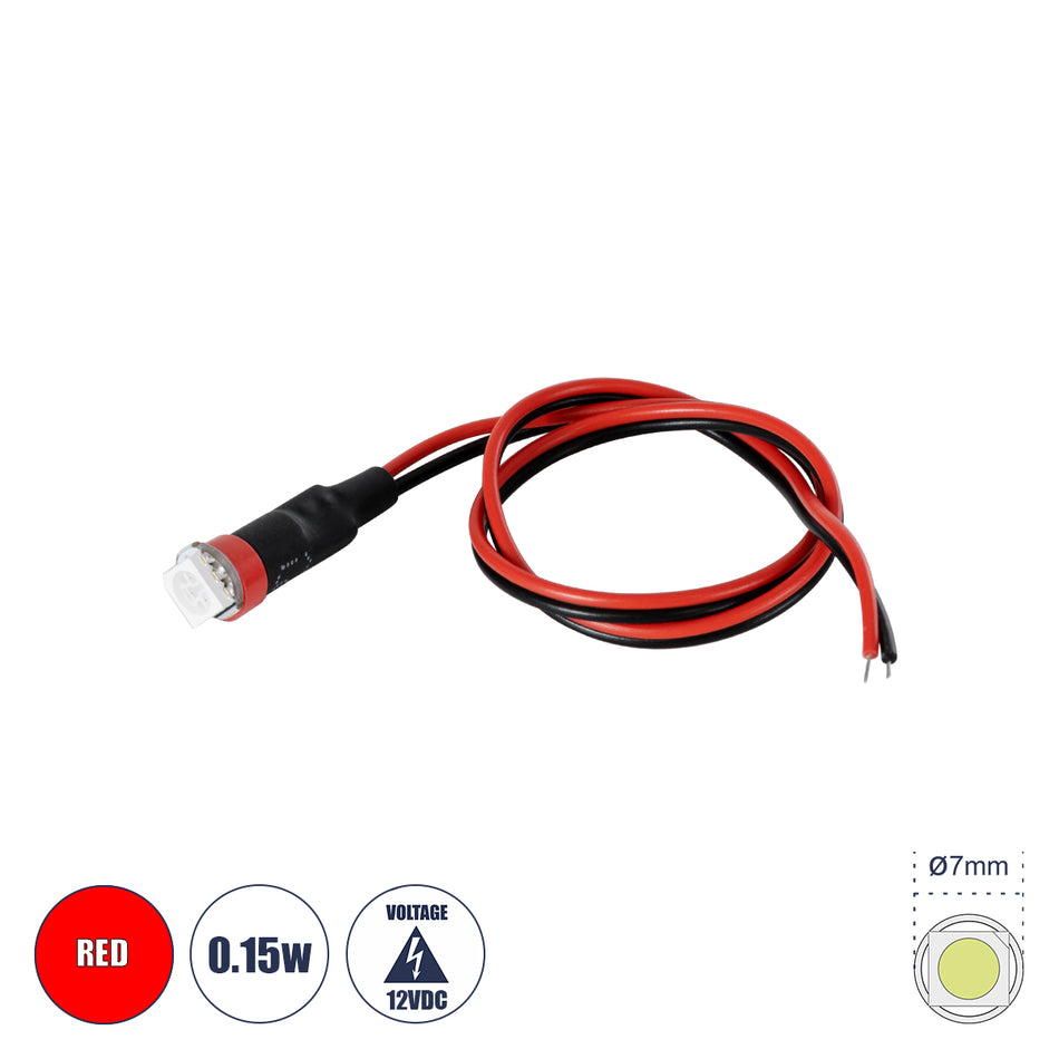 SMD-LED 81485 Υψηλής Ισχύος SMD LED 0.12W 15lm DC 12V - Φ0.7 x Υ2.3cm - Κόκκινο - Dimmable - 2 Χρόνια Εγγύηση