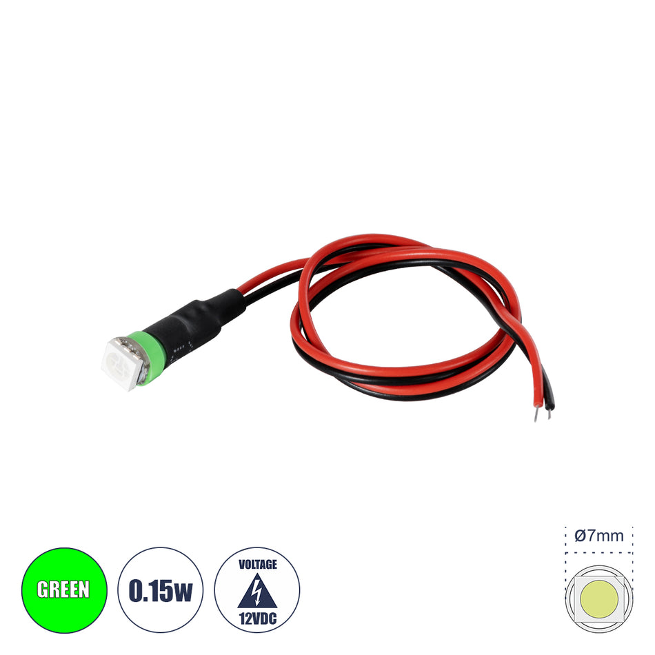 SMD-LED 81486 Υψηλής Ισχύος SMD LED 0.12W 15lm DC 12V - Φ0.7 x Υ2.3cm - Πράσινο - Dimmable - 2 Χρόνια Εγγύηση