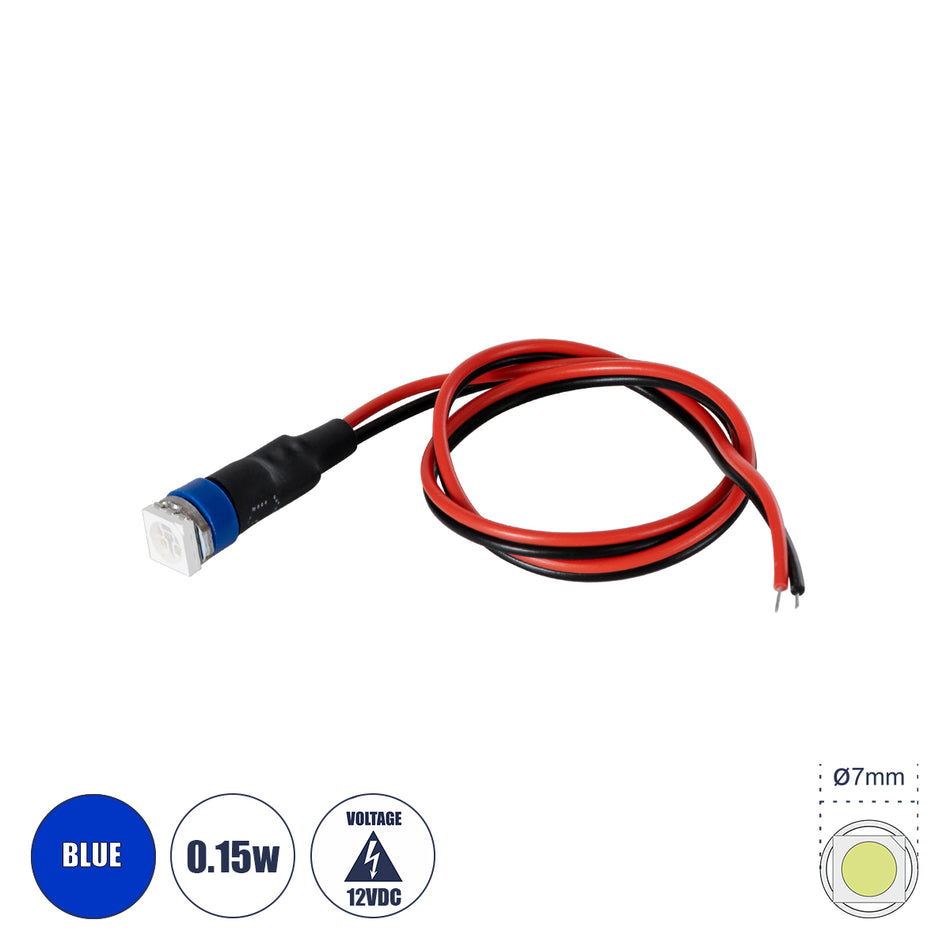 SMD-LED 81487 Υψηλής Ισχύος SMD LED 0.12W 15lm DC 12V - Φ0.7 x Υ2.3cm - Μπλε - Dimmable - 2 Χρόνια Εγγύηση