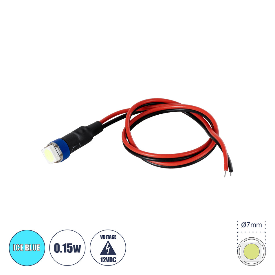 SMD-LED 81488 Υψηλής Ισχύος SMD LED 0.12W 15lm DC 12V - Φ0.7 x Υ2.3cm - Ice Blue - Dimmable - 2 Χρόνια Εγγύηση