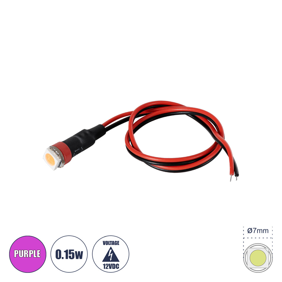 SMD-LED 81489 Υψηλής Ισχύος SMD LED 0.12W 15lm DC 12V - Φ0.7 x Υ2.3cm - Φούξια - Dimmable - 2 Χρόνια Εγγύηση