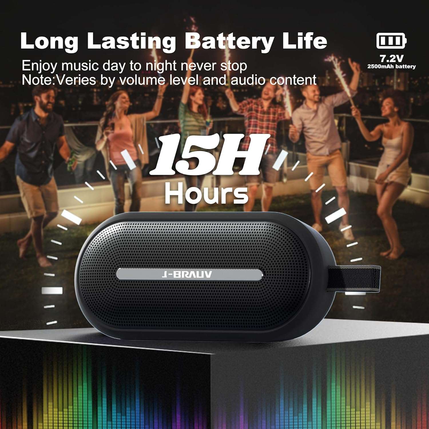 J-BRAUV Flex Portable Speakers Wireless Bluetooth, Enhanced Immersive Bass, 40W Loud Stereo Sound, BT5.3, Built in Mic, 15H Playtime, IP67