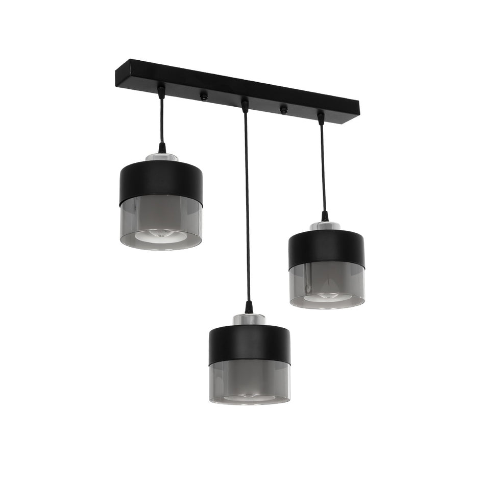 GLOBOSTAR® SHINEVA 201-0080 Vintage Κρεμαστό Φωτιστικό Οροφής με Ντουί 3 x E27 AC 220-240V IP20 - Μαύρο - Μ50 x Π14 x Υ45cm