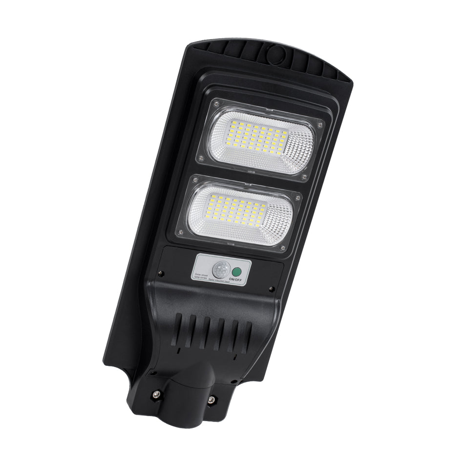 STREETB 85342 Φωτιστικό Δρόμου LED 60W 3000lm 120° DC 5V με Ενσωματωμένο Φωτοβολταϊκό Panel 6V 9W & Επαναφορτιζόμενη Μπαταρία Li-ion 3.2V 9000mAh με Αισθητήρα Κίνησης-Ημέρας-Νύχτας Αδιάβροχο IP65 Ψυχρό Λευκό 6000K - Μαύρο - Μ22 x Π50 x Υ6cm - 2 Χρόνια ...