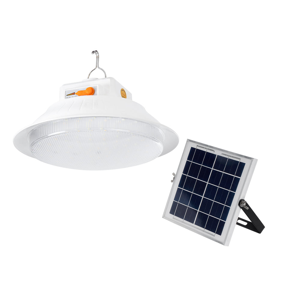 GLOBOSTAR® SOLARLAMP 85350 Λάμπα LED 100W 1000lm 140° DC 5V Powerbank με φορτιστή USB, Φωτοβολταϊκό Panel 6V 12W & Επαναφορτιζόμενη Μπαταρία Li-ion 3.2V 5000mAh Αδιάβροχο IP54 Ρυθμιζόμενο Λευκό CCT με On/Off 2700K/4500K/6000K Dimmable - Μ23 x Π23 x Υ12...