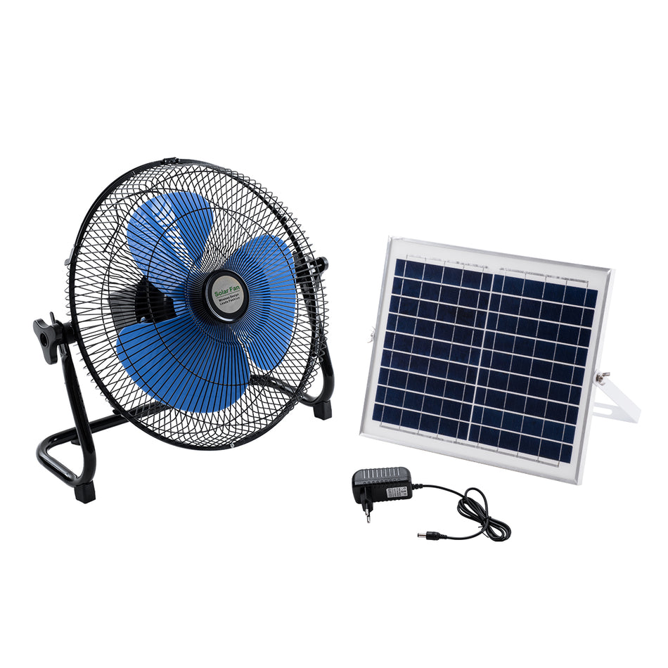 GloboStar® SOLARO-FAN 85351 Solar Fan Αυτόνομος Ηλιακός Επιδαπέδιος Ανεμιστήρας 25W 2 Λειτουργιών Ρεύματος με AC 220-240V ή με Φωτοβολταϊκό Panel 9V 12W & Επαναφορτιζόμενη Μπαταρία Li-ion 7.4V 4400mAh - 12 Ταχύτητες - Ενσωματωμένο USB 2.0 Charger Συσκε...