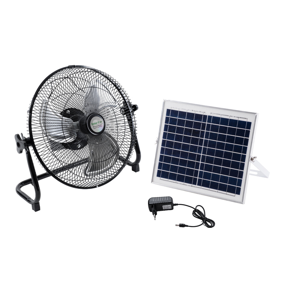 SOLARO-FAN 85352 Solar Fan Αυτόνομος Ηλιακός Επιδαπέδιος Ανεμιστήρας 25W 2 Λειτουργιών Ρεύματος με AC 220-240V ή με Φωτοβολταϊκό Panel 9V 12W & Επαναφορτιζόμενη Μπαταρία Li-ion 7.4V 4400mAh - 12 Ταχύτητες - Ενσωματωμένο USB 2.0 Charger Συσκευών - IP20 ...