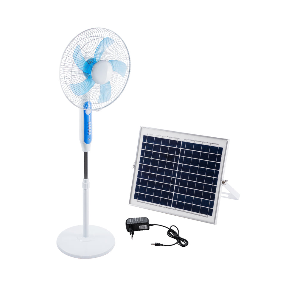 GloboStar® SOLARA-FAN 85355 Solar Fan Αυτόνομος Ηλιακός Επιδαπέδιος Ανεμιστήρας 25W 2 Λειτουργιών Ρεύματος με AC 220-240V ή με Φωτοβολταϊκό Panel 9V 12W & Επαναφορτιζόμενη Μπαταρία Li-ion 7.4V 4400mAh - 3 Ταχύτητες - Ενσωματωμένο USB 2.0 Charger Συσκευ...