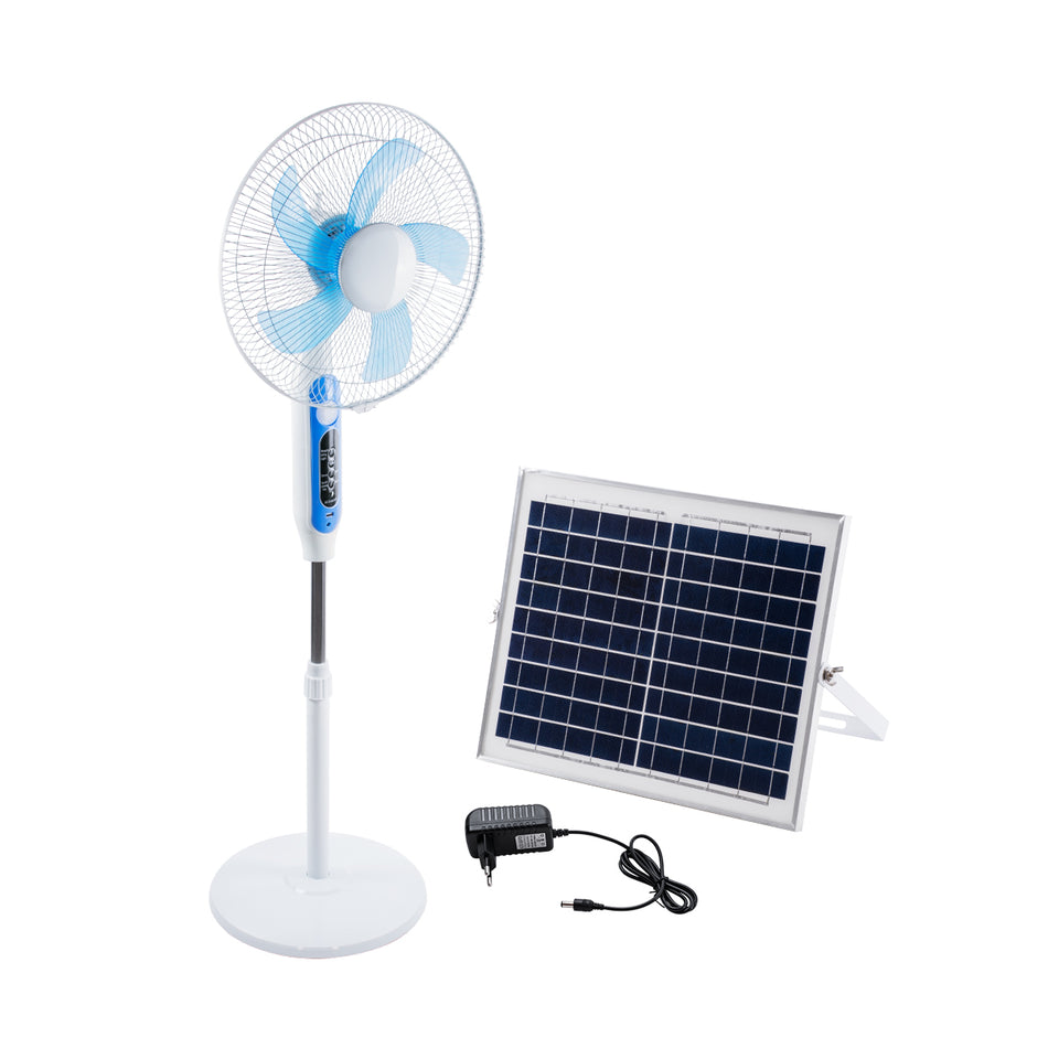 GloboStar® SOLARE-FAN 85357 Solar Fan Αυτόνομος Ηλιακός Επιδαπέδιος Ανεμιστήρας 25W 2 Λειτουργιών Ρεύματος με AC 220-240V ή με Φωτοβολταϊκό Panel 9V 15W & Επαναφορτιζόμενη Μπαταρία Li-ion 7.4V 6000mAh - 12 Ταχύτητες - Ασύρματο Χειριστήριο - Ενσωματωμέν...