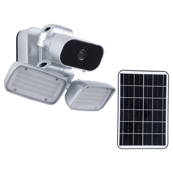 Eigenständiger LED-Solarfluter SMD 24W 1200lm mit IP-Kamera 1080P 2MP WiFi | Eingebauter Akku 3200 mAh | Tag-Nacht-Sensor | Wasserdicht IP66